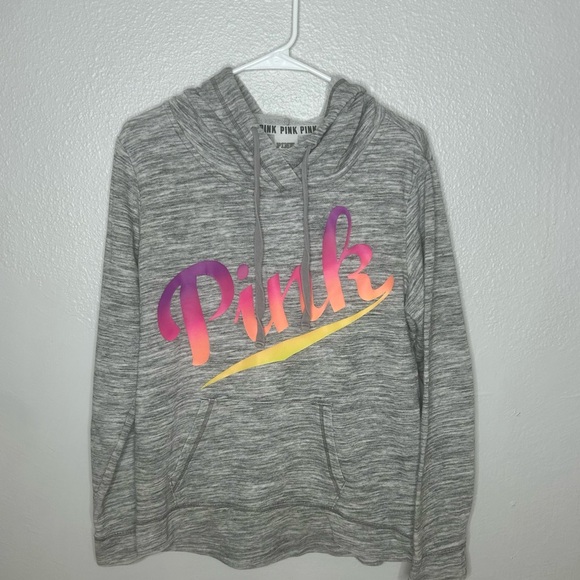 Victoria's Secret PINK Ombre Logo Heathered Gray Pullover - Picture 3 of 8
